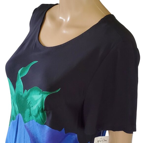 Vintage JEFFREY & DARA Hawaiian Tropical Shift Dress Women's 14 Floral Rayon USA - Picture 10 of 12